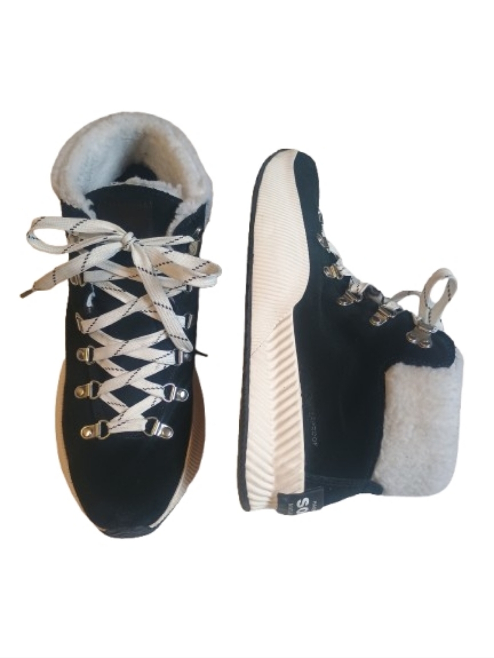 Sorel Out n About Conquest Boots Black White Waterproof Fleece Lined Size: 9.5